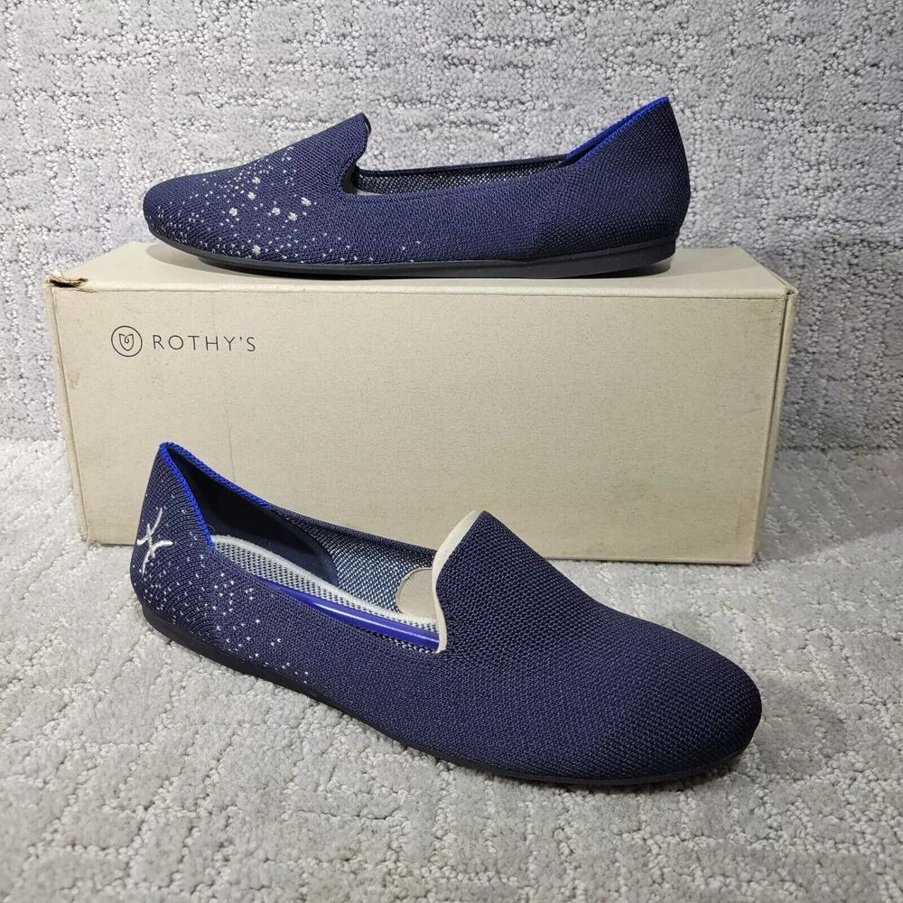 Rothys The Loafer Pisces Zodiac Women's Size 7 US Navy Slip On Round Toe Shoes